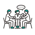 3人で面談しているイラスト