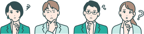 ストレスチェックで悩んでいる人たちのイラスト